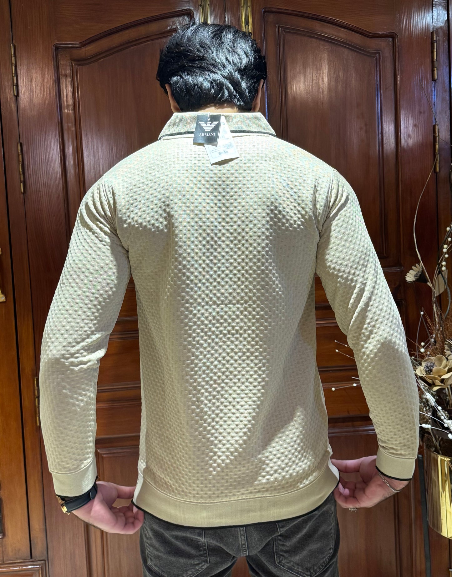 Premium AX Textured Sweatshirt – Winter Edition-Beige