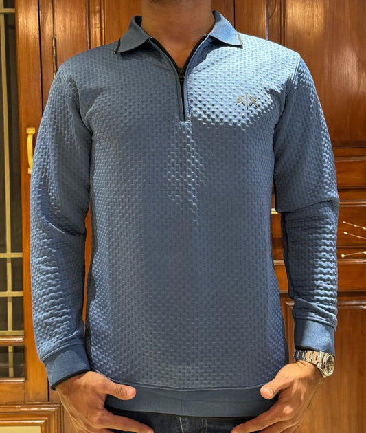 Premium AX Textured Sweatshirt – Winter Edition-Blue