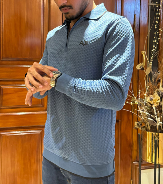 Premium AX Textured Sweatshirt – Winter Edition-Blue