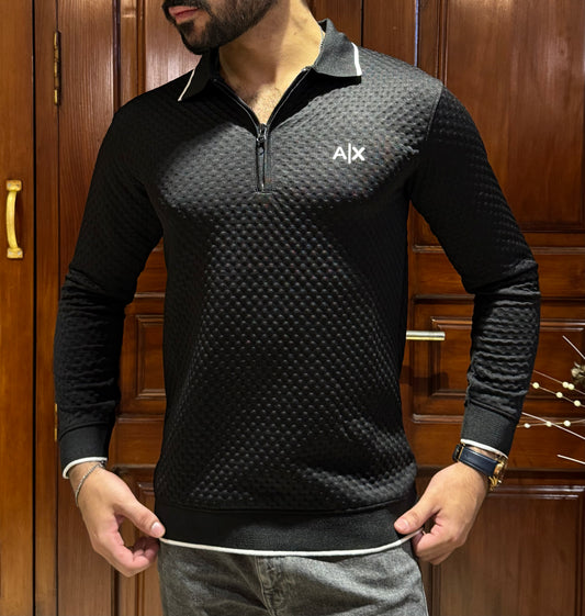 Premium AX Textured Sweatshirt – Winter Edition-Black