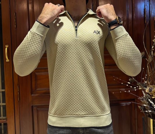 Premium AX Textured Sweatshirt – Winter Edition-Beige
